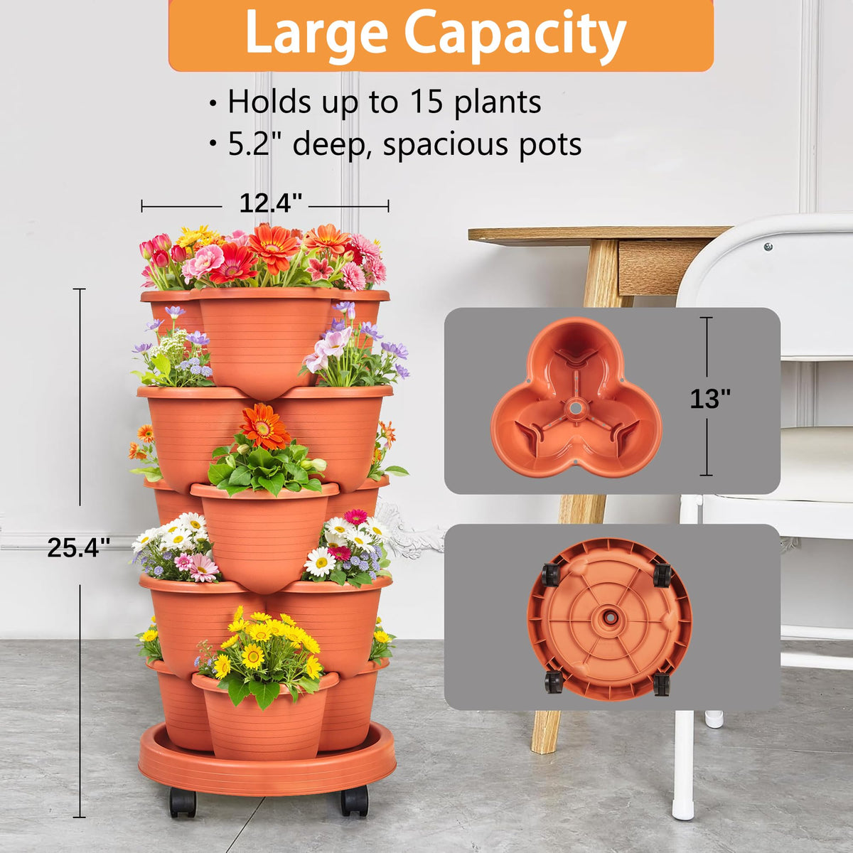 VECELO strawberry-friendly design supports herbs, flowers, and vegetables.