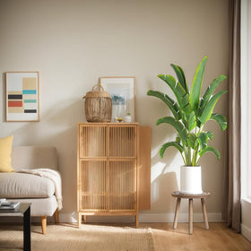 Vecxoty large-plant-stand with triangular base supports tall plants securely.