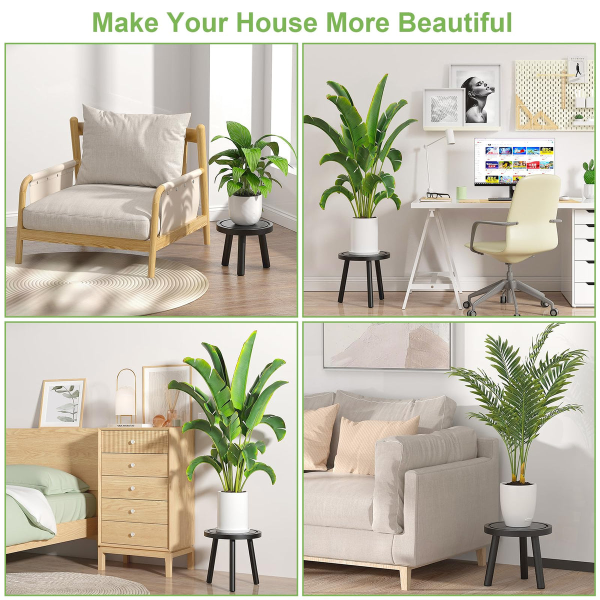 Vecxoty espresso mid-century plant stand complements modern interiors.