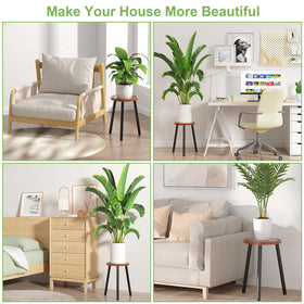 Vecxoty tall wood plant stand suitable for indoor and outdoor use.
