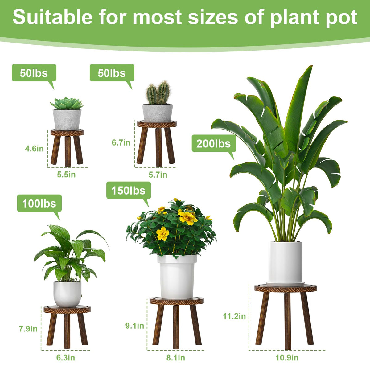 Vecxoty 11.2-inch plant stand offers sturdy elevation for larger pots