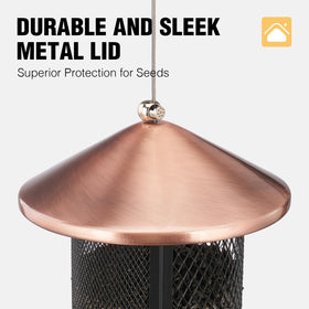 Veehoo dual seed feeder with 360-degree mesh for multiple perches.