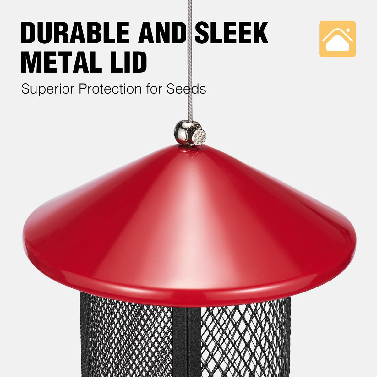 Veehoo 360-degree mesh provides ample perches and smooth seed flow for visiting birds.