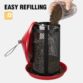 Veehoo drawstring refill design makes topping up bird food quick and mess-free.