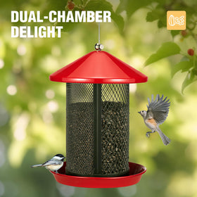 Veehoo weatherproof roof protects seeds during rain, keeping feed dry for visiting birds.