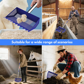 VEEMI wide 10-inch shovel head with rake teeth for fast waste removal.