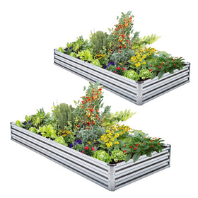 Veezyo two-pack galvanized raised garden beds ready for planting in your yard