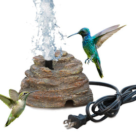 Veflauresi birdbath rock fountain assembly in garden for easy setup.