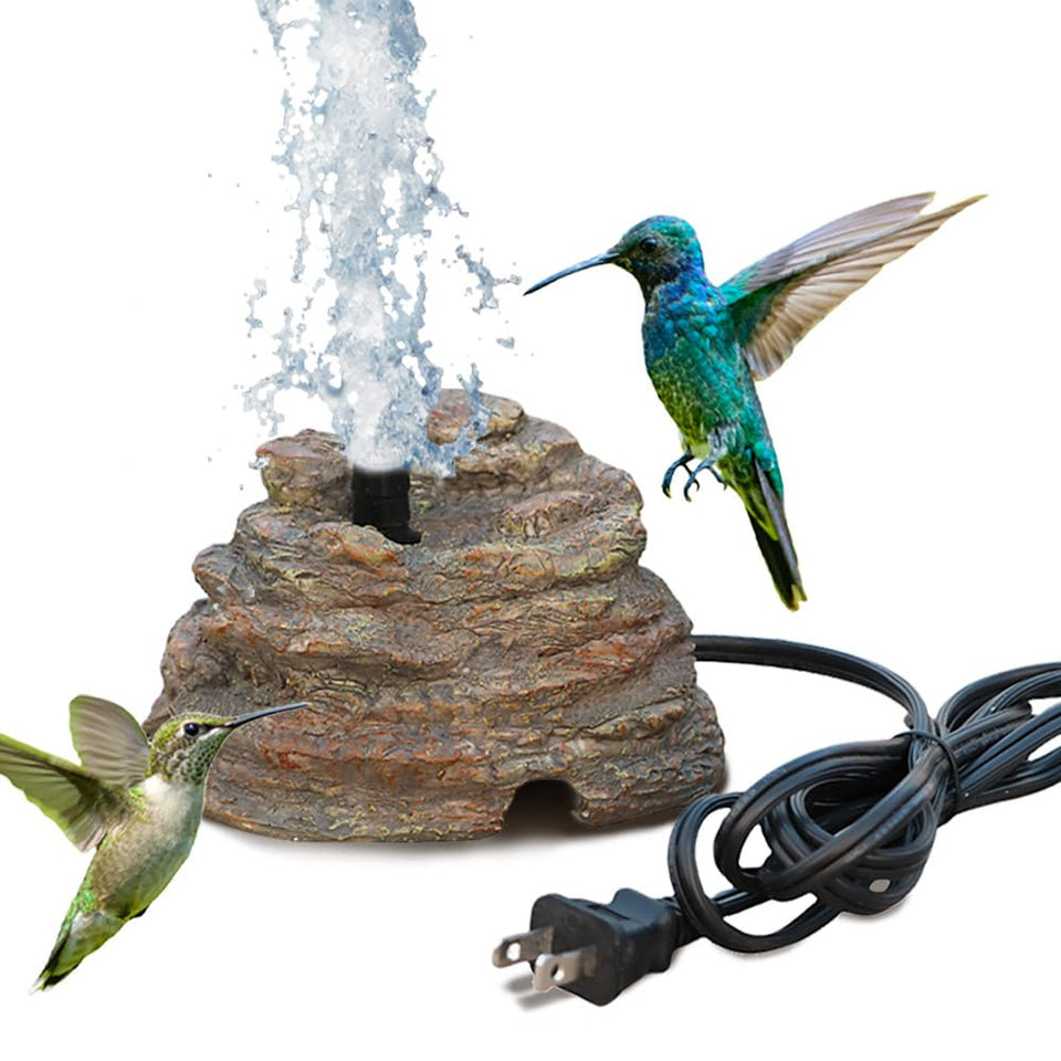 Veflauresi birdbath rock fountain assembly in garden for easy setup.