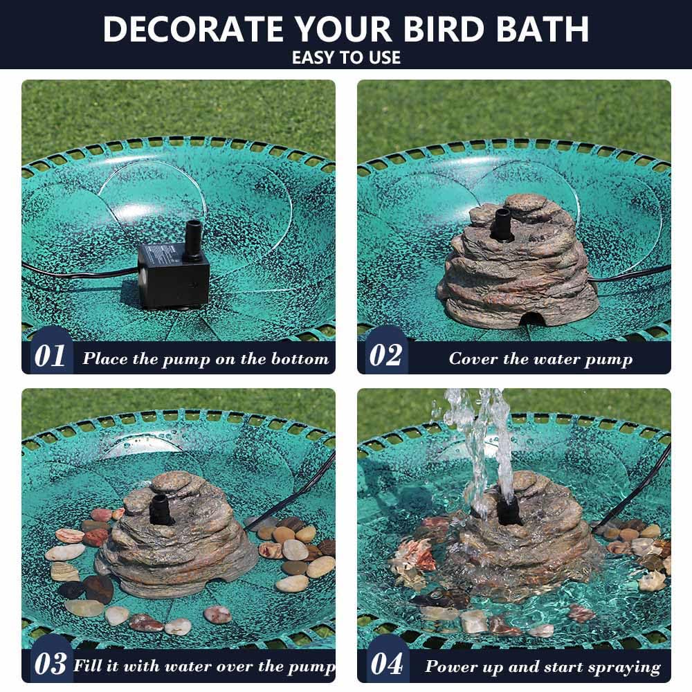 Veflauresi compact garden decor birdbath fits small patios.