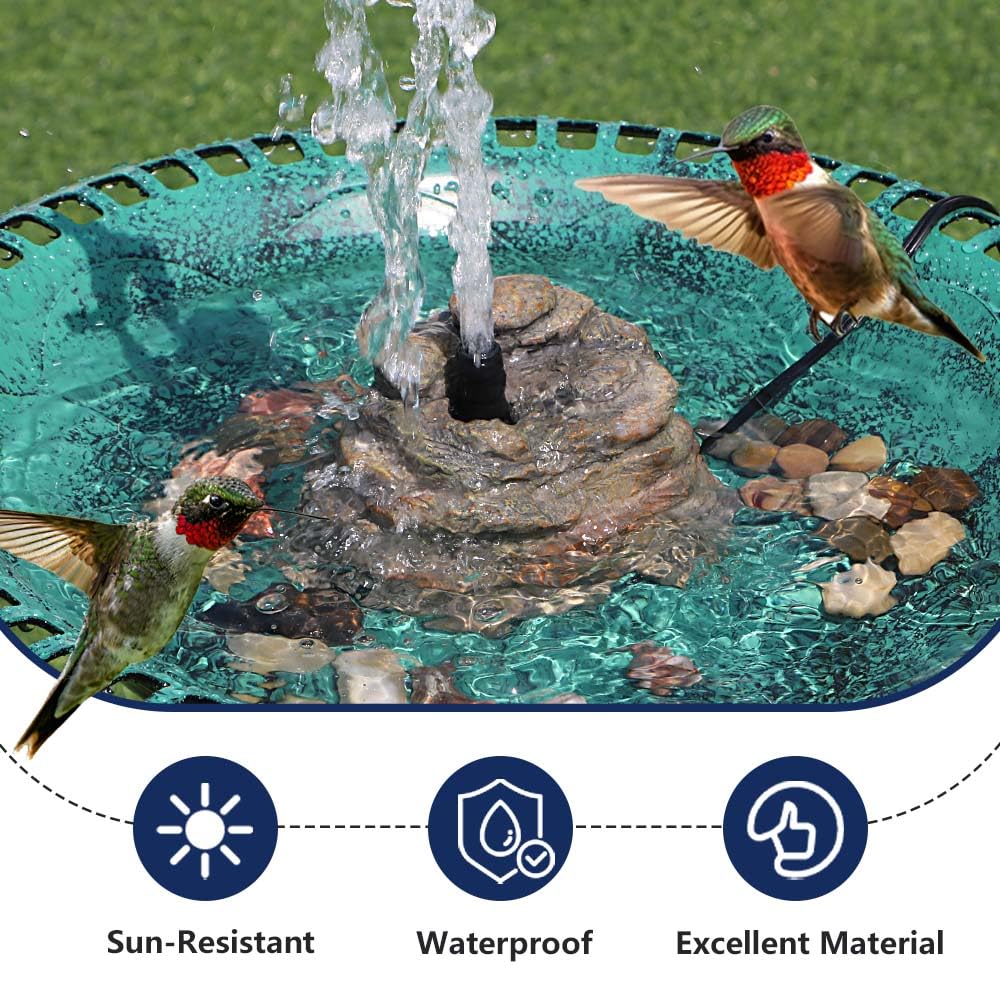 Veflauresi fountain works outdoors, suitable for ponds and aquariums.