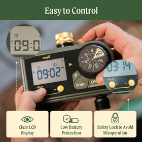 Vego LCD display with battery status for quick on-site monitoring.