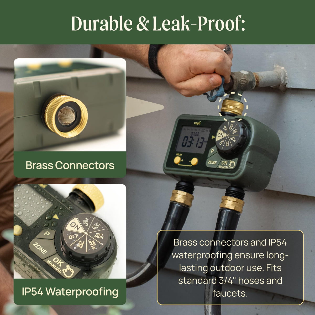 Vego outdoor installation on hose shows quick setup and flexible use.