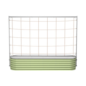 Vego Garden 8.0ft trellis assembly on a raised bed for quick setup.