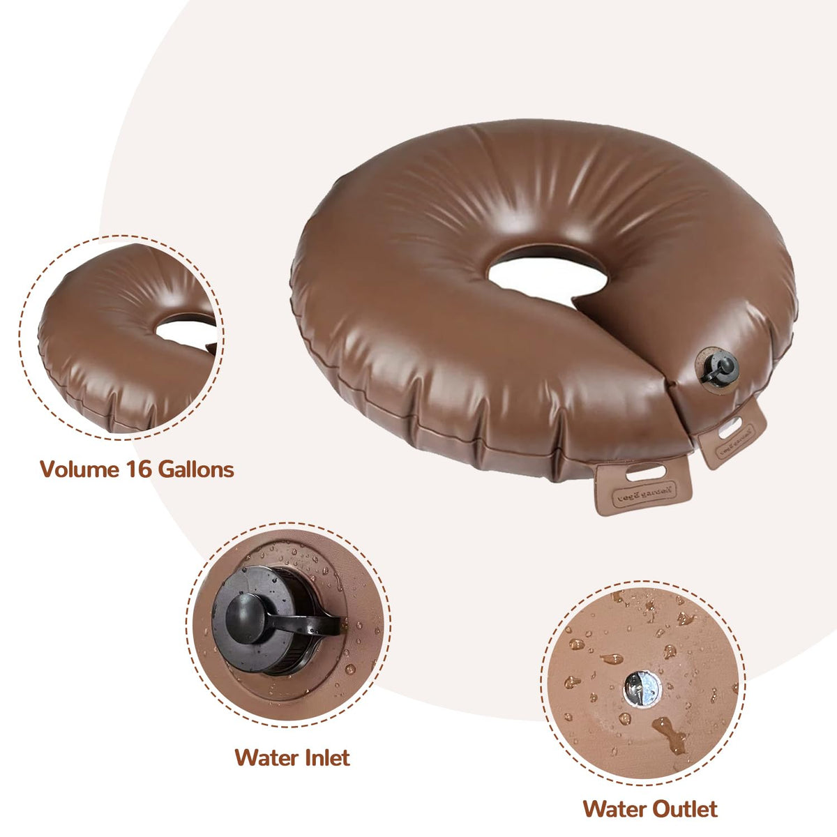Vego garden tree watering ring with adjustable straps for controlled, slow-release watering.