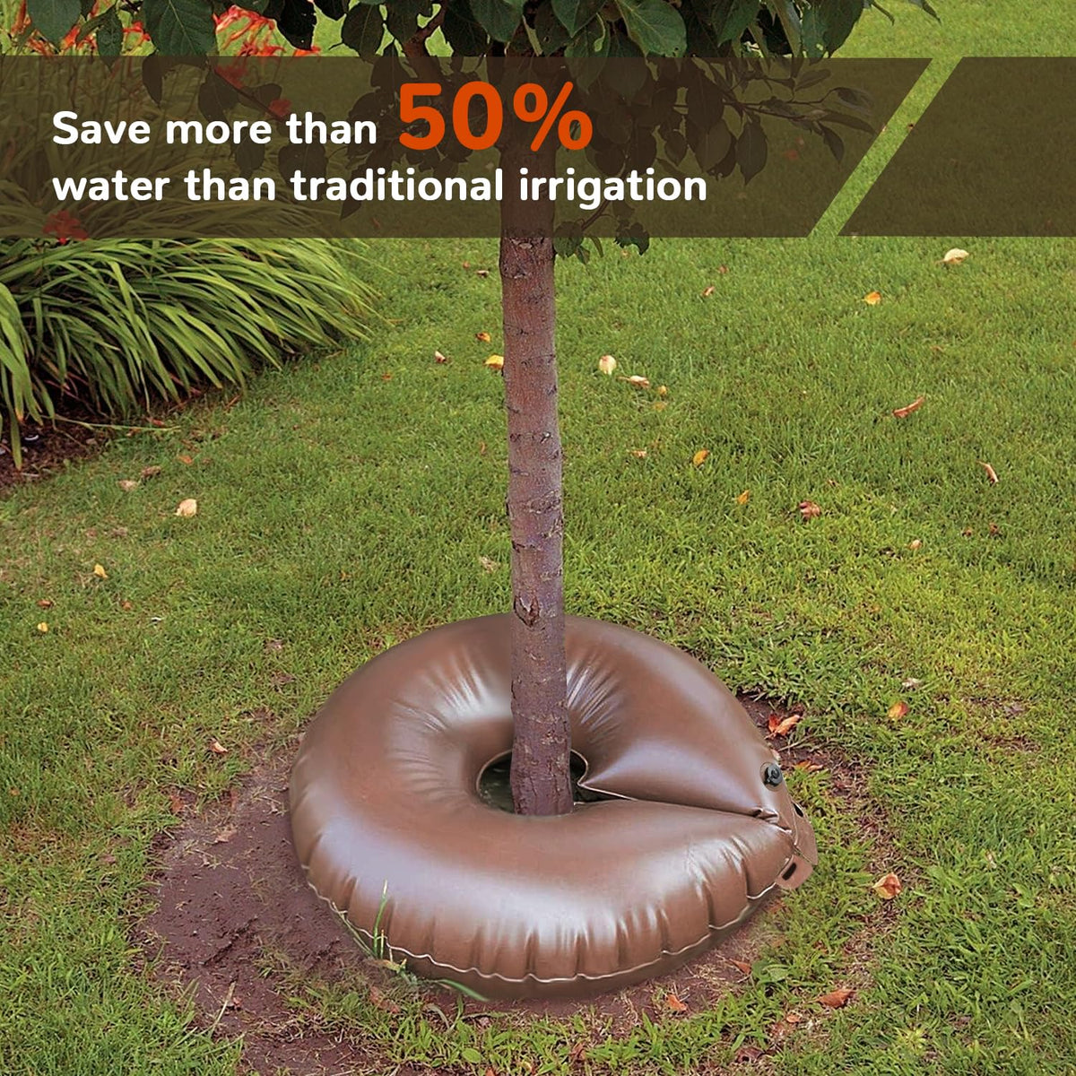 Vego garden UV-resistant watering bag withstands sun exposure for longer life.
