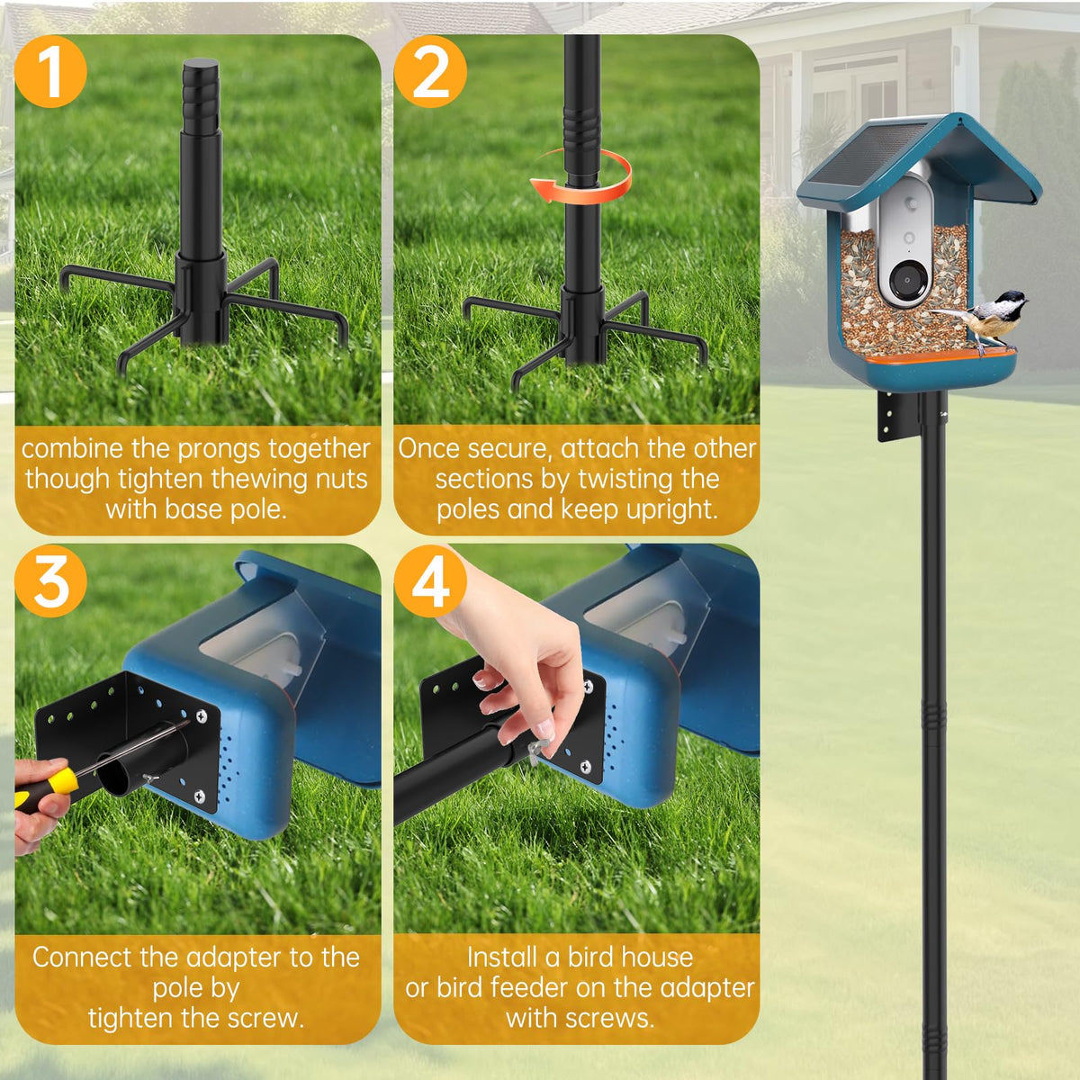 Vekniqo pole segments with threaded connections for height adjustment