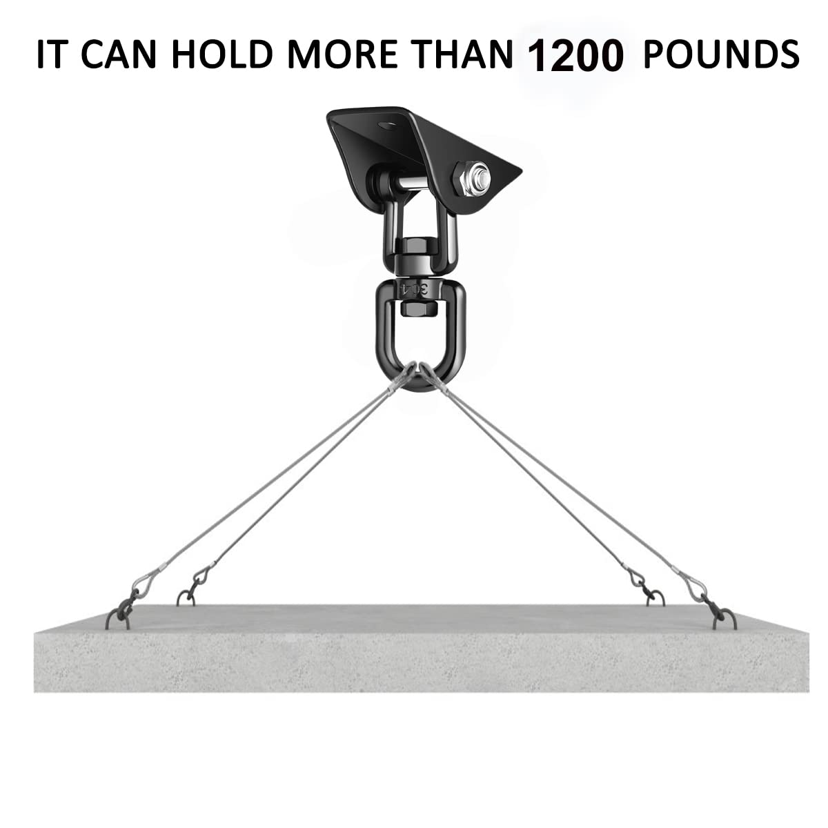 Velomill 1200 lb load capacity shown supporting hammocks and chairs.