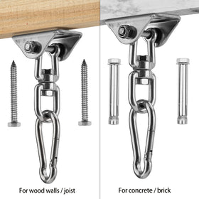 Velomill hammock kit in indoor-outdoor setup demonstrates versatile mounting options.