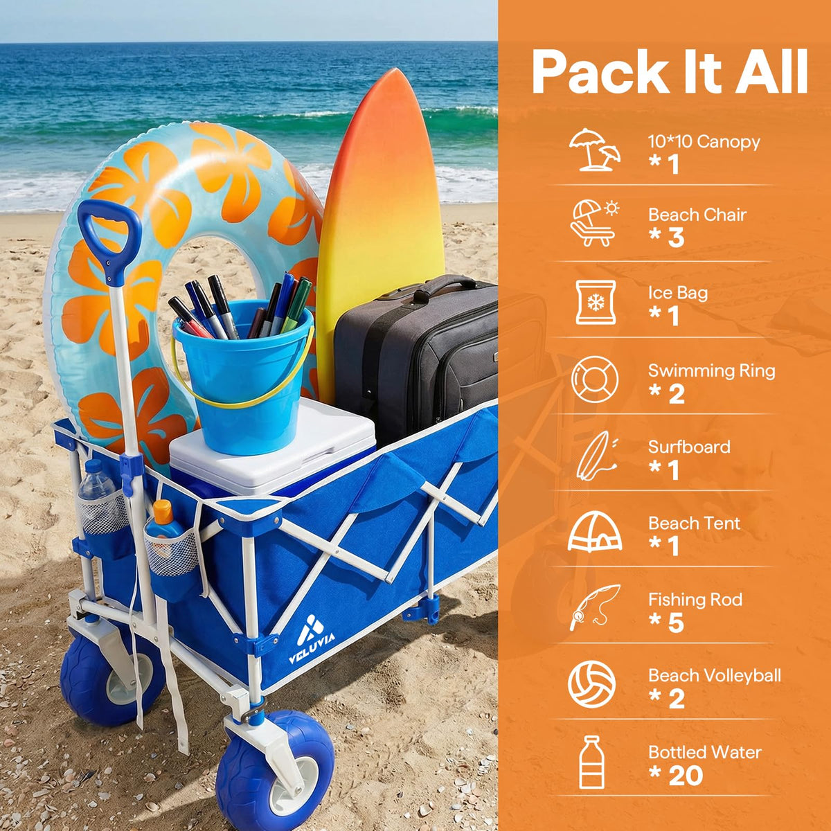 VELUVIA wagon offers 260-liter capacity for bulky gear.