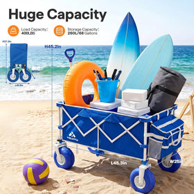VELUVIA Beach Wagon's heavy-duty carbon steel frame ensures durable hauling.