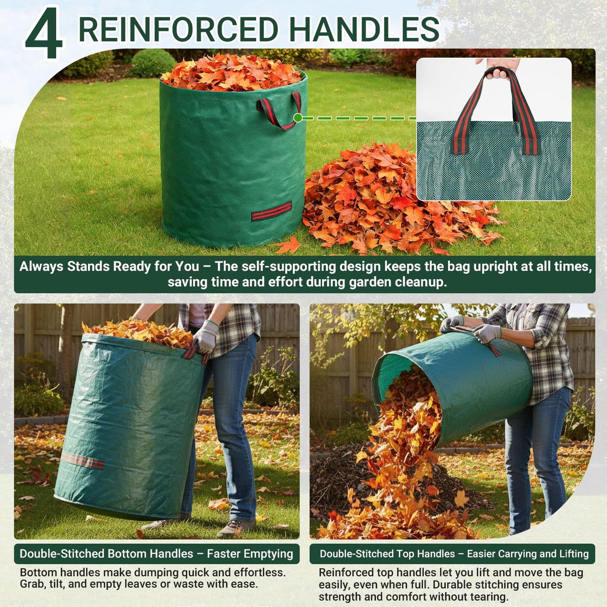 Velway heavy-duty leaf bag showing tear resistance and durability