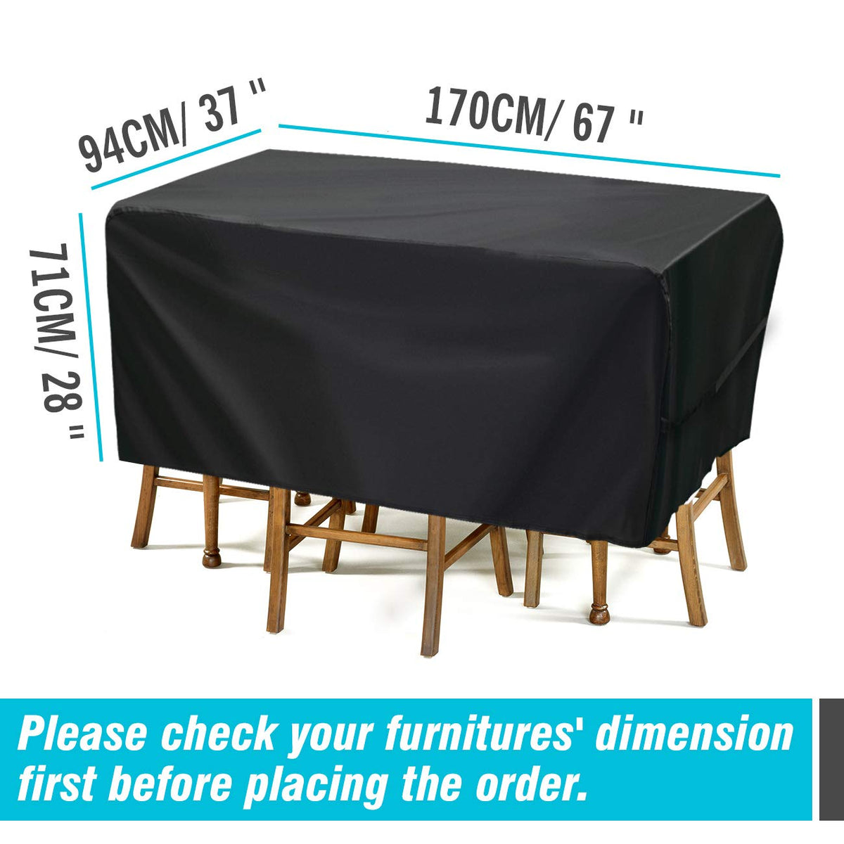 Velway cover with adjustable side fasteners secures various furniture shapes.