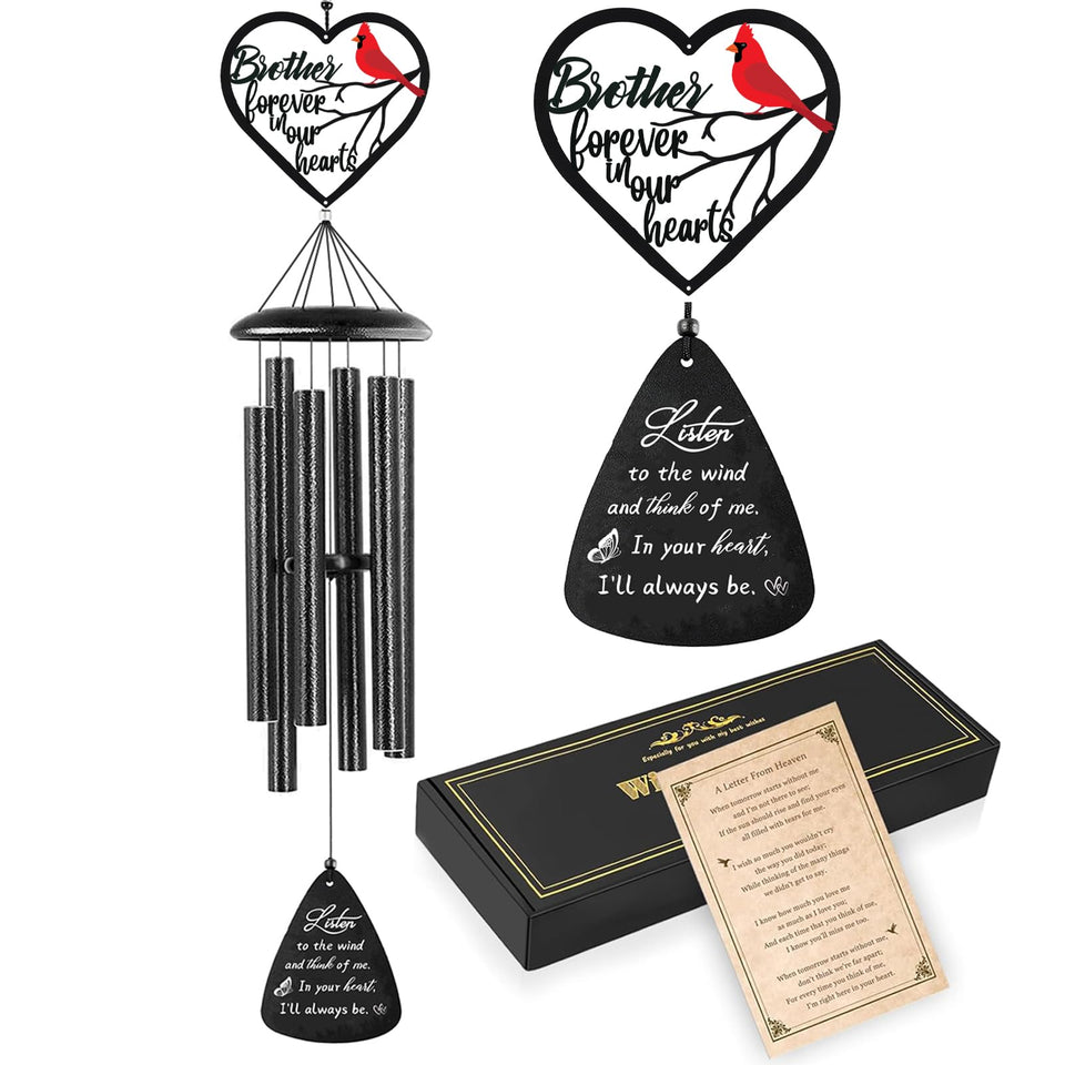 VENBEEL wind chime with heart-shaped topper, ideal memorial keepsake.
