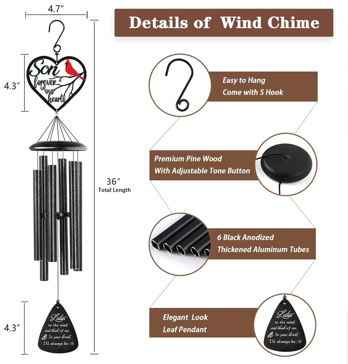 VENBEEL son memorial wind chimes offer a comforting keepsake for memory