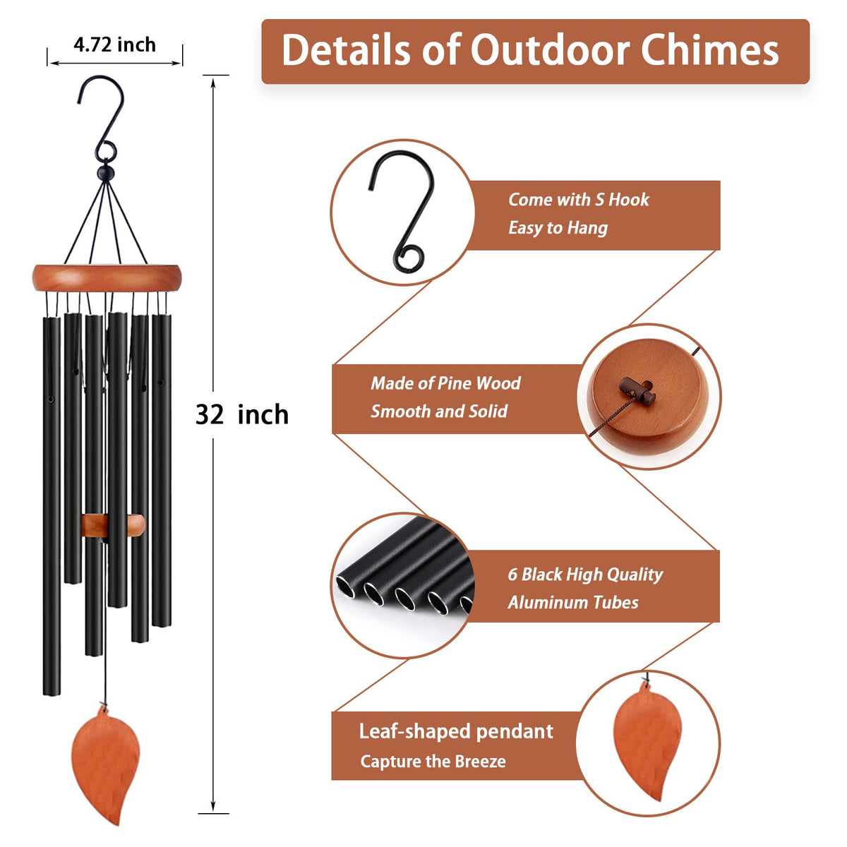 VENBEEL wind chimes in gift box, ready for gifting