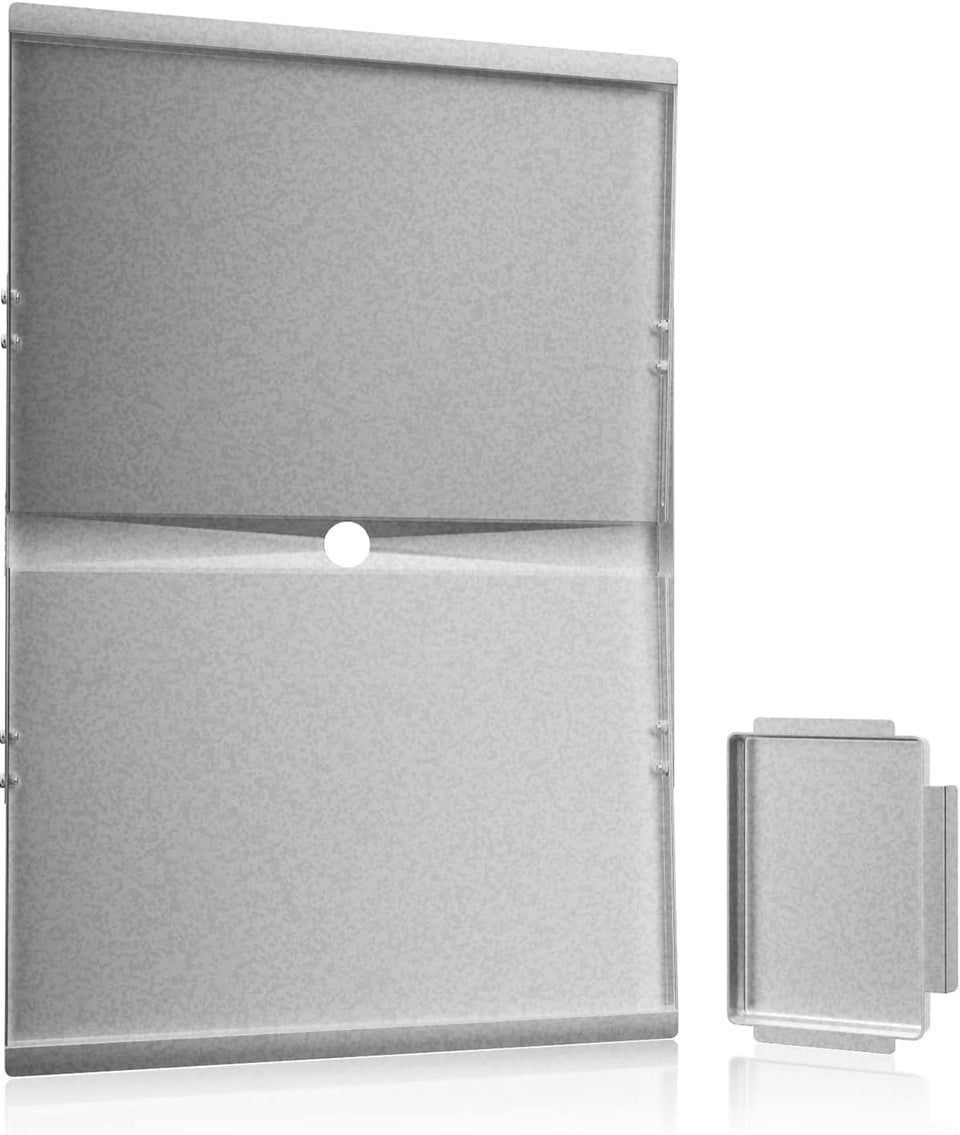 Vencino Dyna Glo drip pan with angled sides directing grease.