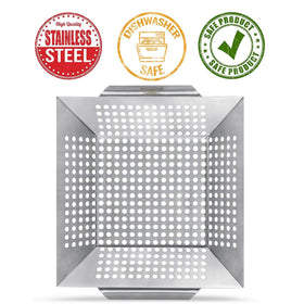 Vencino dishwasher-safe basket simplifies cleanup after grilling.
