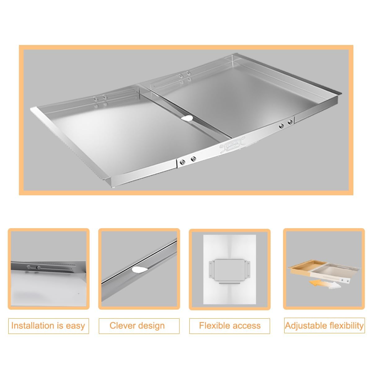 Vencino heavy-duty stainless steel tray resists heat and corrosion for longer use.