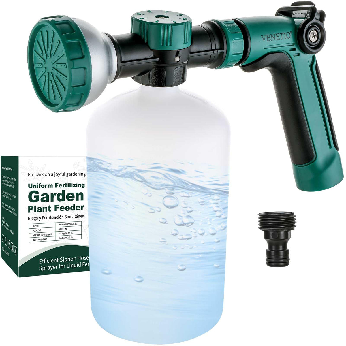 VENETIO 8-dial sprayer in use for even lawn watering and fertilizing