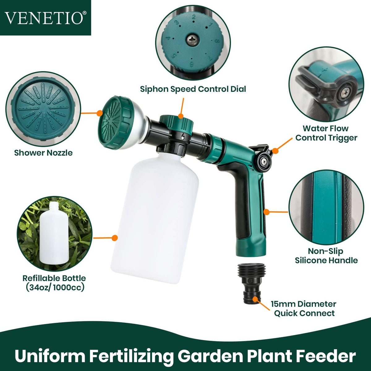 VENETIO compatible with soap and liquid fertilizer for garden tasks