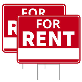 Venicor 2pc for rent sign with stand, double-sided visibility for yard ads.