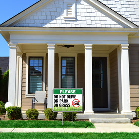Venicor Do Not Drive On Grass sign with easy-to-read message for lawn safety.