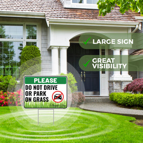 Venicor Do Not Drive On Grass sign made for outdoor durability and weatherproofing.