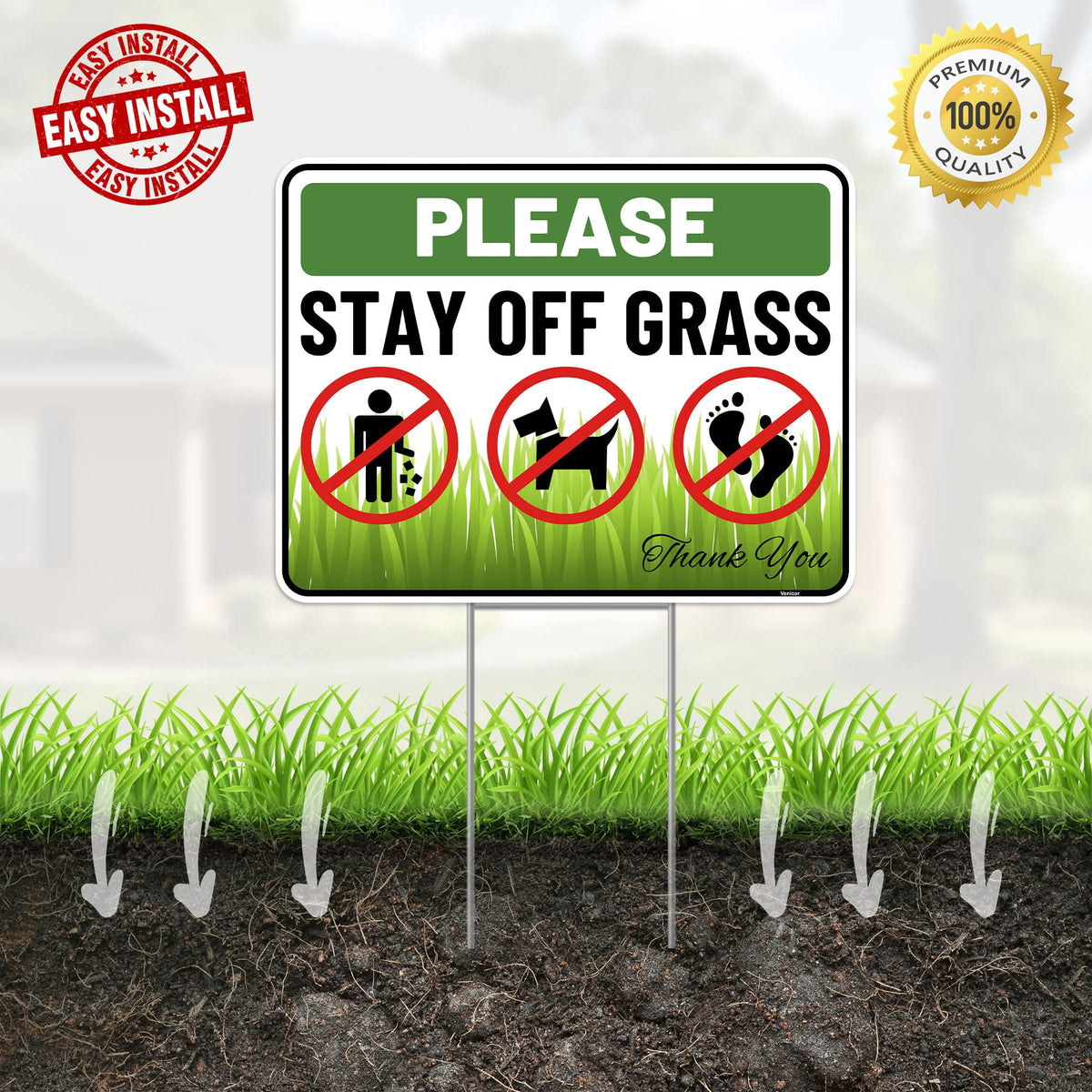Venicor Durable yard sign helps curb dog and play area access.