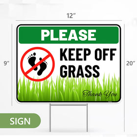 Venicor sign with stake illustrating quick setup for lawns.