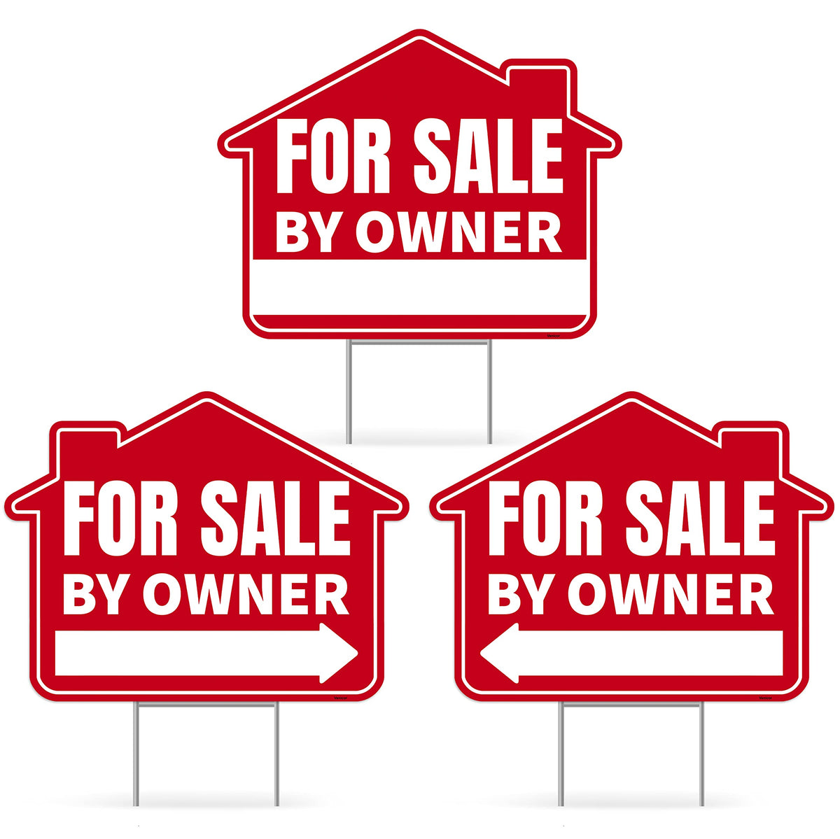 Venicor FSBO sign front view 17x13 with double-sided bold letters for high visibility.