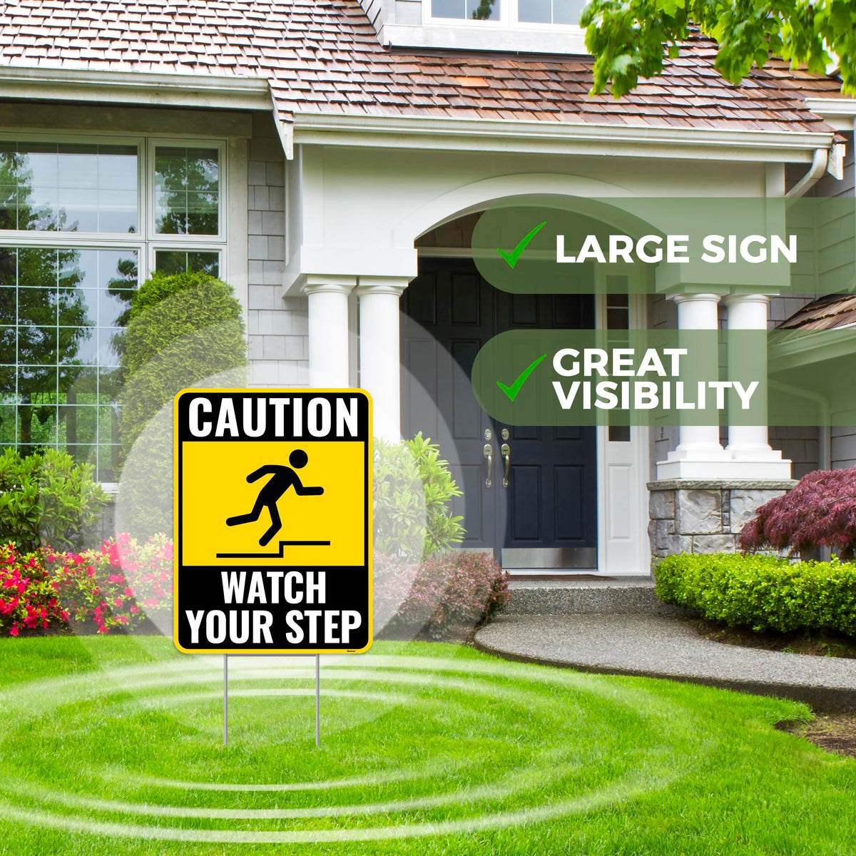 Venicor metal ground stake supports 12x9 signs securely outdoors.