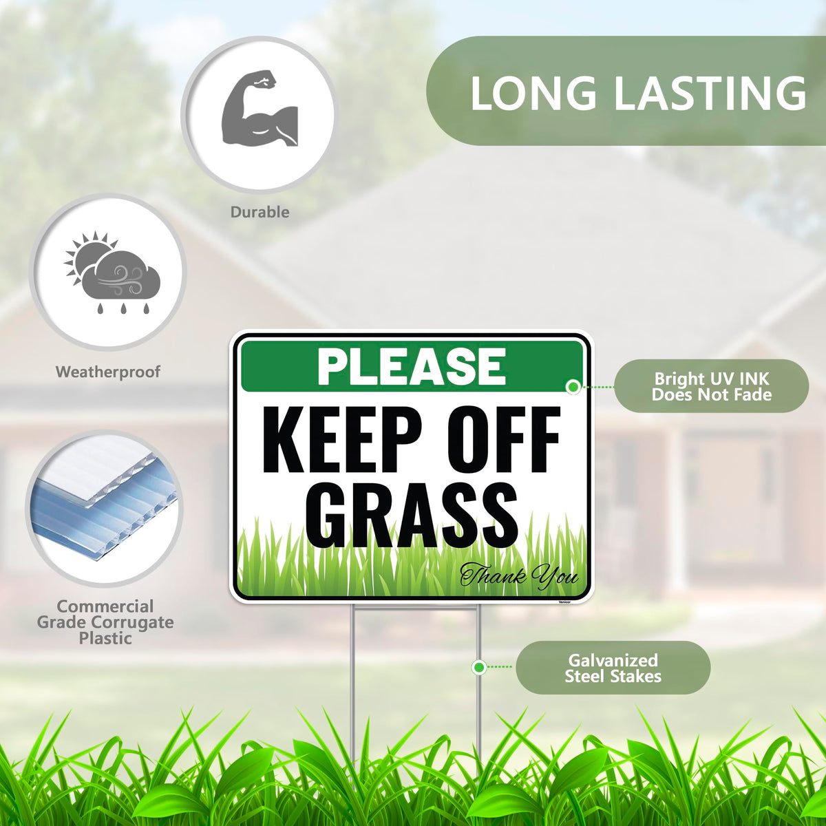Venicor two metal ground stakes enable tool-free installation.