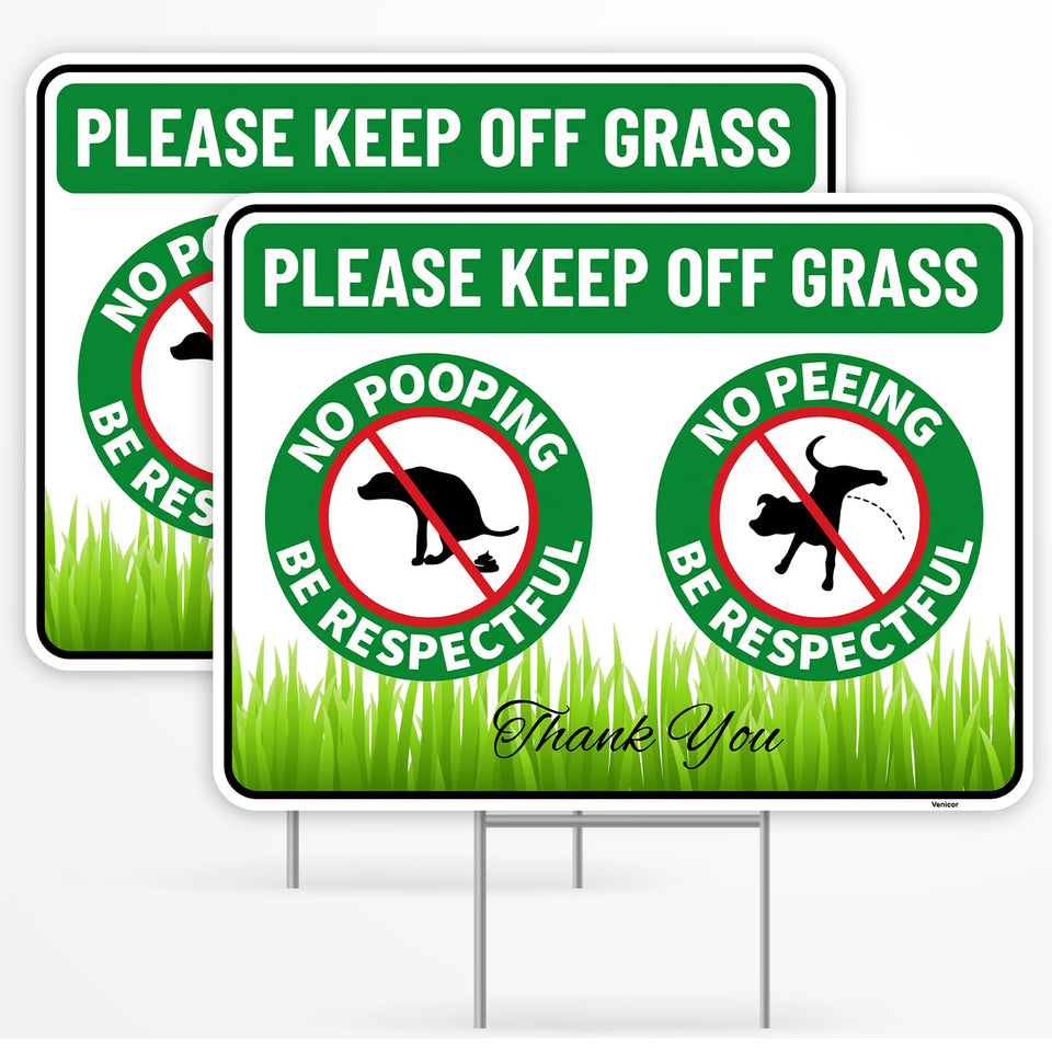 Venicor No Poop Sign on stake keeps yards tidy and inviting