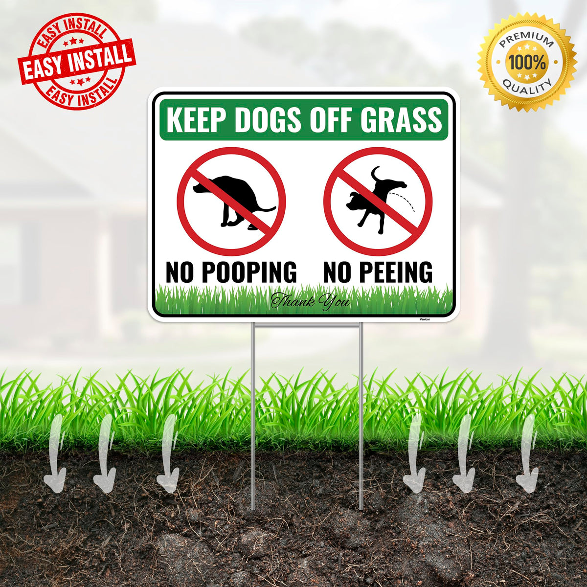 Venicor No Poop Sign UV fade-resistant ink for outdoor durability