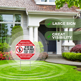 Venicor no soliciting sign displayed in a front yard with stake for curb visibility.