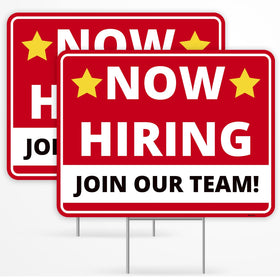 Venicor Now Hiring sign 17x13 front view emphasizes bold lettering for local recruitment