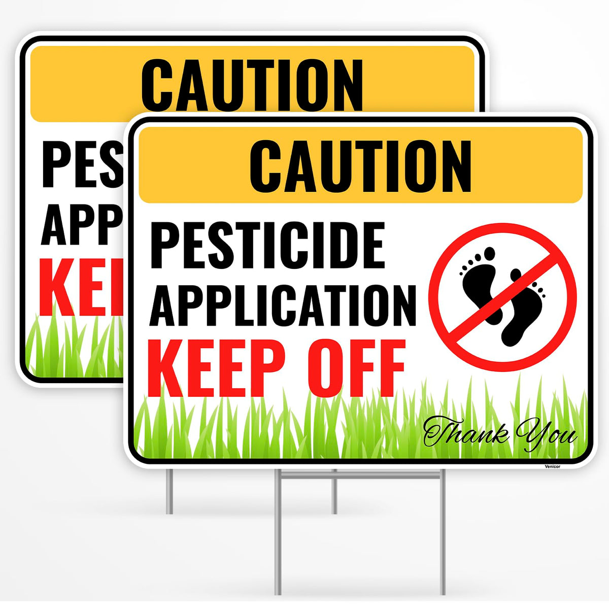 Venicor pesticide sign 12x9 with bold lettering for clear lawn alerts.