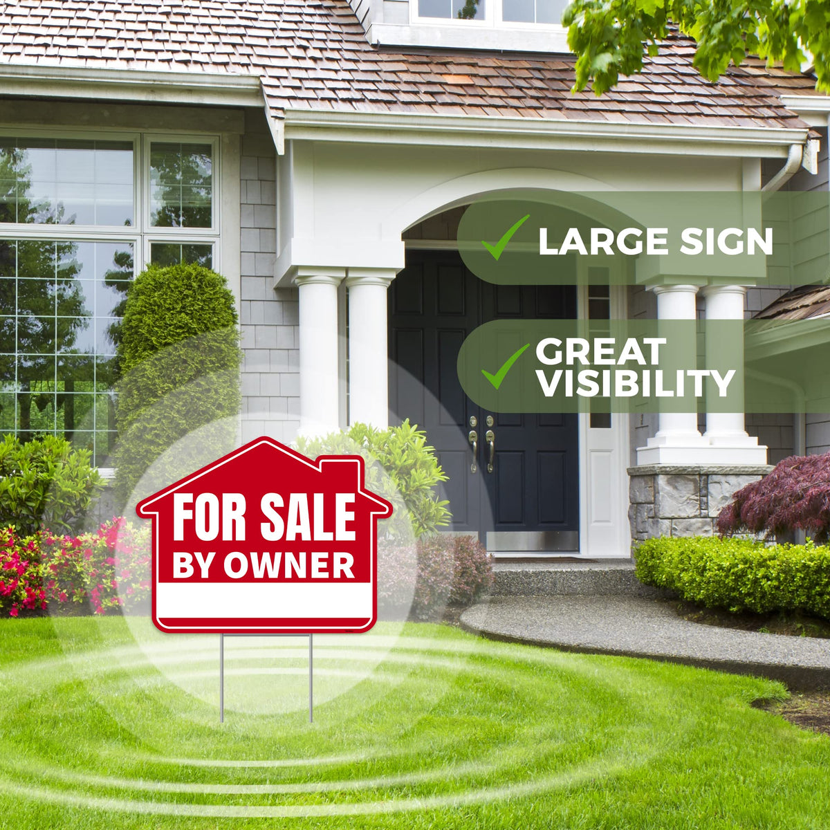 Venicor FSBO sign in lawn drawing attention during showings.