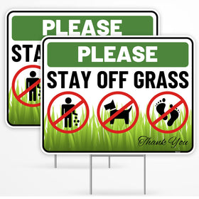 Venicor Stay Off Grass sign 17x13 with bold lettering for lawn protection.